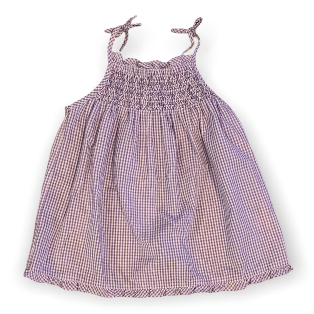 Orient Expressed • Smocked Purple Gingham Seersucker Top - 3